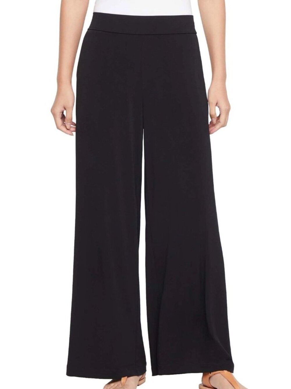 NWT Three Dots Women's XXL Black Wide-Leg Stretch Pants